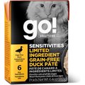 Go! Solutions Sensitivities Limited Ingredient Grain-Free Duck Pate Cat Food, 6.4-oz, case of 24