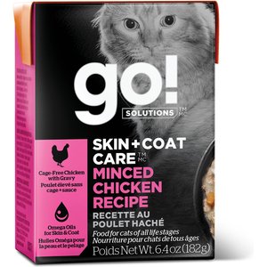 Go! Solutions SKIN + COAT CARE Minced Chicken Cat Food, 6.4-oz box, case of 24