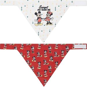 Disney Mickey Mouse & Minnie Mouse "Sweet As Can Be" Reversible Dog & Cat Bandana, Medium/Large