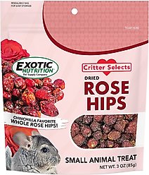 Exotic Nutrition Critter Selects Rose Hips Chinchilla Treats, 3-oz bag