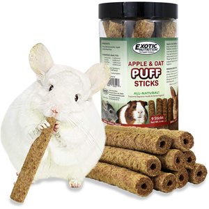 Exotic Nutrition Apple & Oat Puff Sticks Rabbit Treats, 9 count