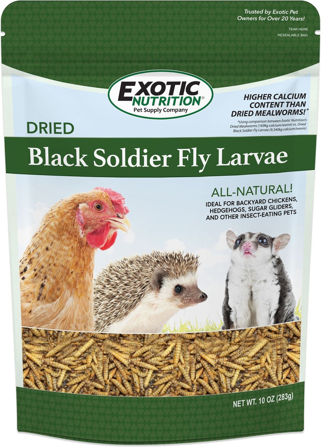 EXOTIC NUTRITION Dried Black Soldier Fly Larvae Small Animal Treats, 10-oz  bag 