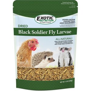 Exotic Nutrition Dried Black Soldier Fly Larvae Small Animal Treats, 10-oz bag