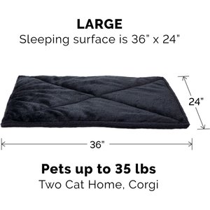 FurHaven ThermaNAP Faux Fur Self-Warming Dog & Cat Mat, Black, Large