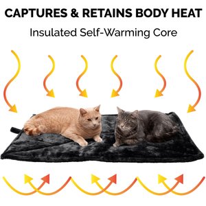 FurHaven ThermaNAP Faux Fur Self-Warming Dog & Cat Mat, Black, Large