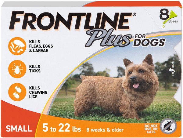 Frontline Plus Flea & Tick Spot Treatment for Small Dogs, 5-22 lbs, 8 Doses (8-mos. supply) slide 1 of 11