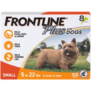 Frontline Plus Flea & Tick Spot Treatment for Small Dogs, 5-22 lbs, 8 Doses (8-mos. supply)