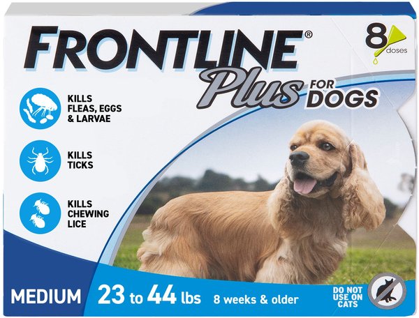 Frontline Plus Flea & Tick Spot Treatment for Medium Dogs, 23-44 lbs, 8 Doses (8-mos. supply) slide 1 of 14