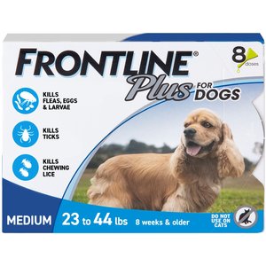Frontline Plus for Dogs Flea and Tick Treatment (Medium Dog, 23-44 lbs.) Blue Box