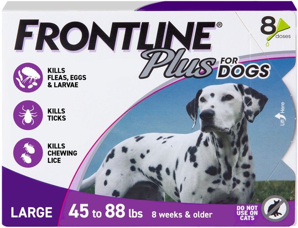 Frontline Plus Flea & Tick Spot Treatment for Large Dogs, 45-88 lbs, 8 Doses (8-mos. supply) slide 1 of 14