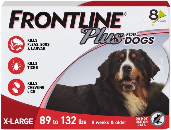 Frontline Plus Flea & Tick Spot Treatment for Extra Large Dogs, 89-132 lbs, 8 Doses (8-mos. supply) slide 1 of 11