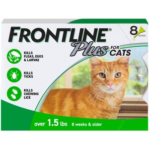 Frontline Plus Flea & Tick Spot Treatment for Cats, over 1.5 lbs, 8 Doses (8-mos. supply)
