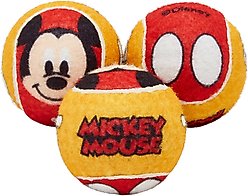 Disney Mickey Mouse Fetch Squeaky Tennis Ball Dog Toy, 3 count