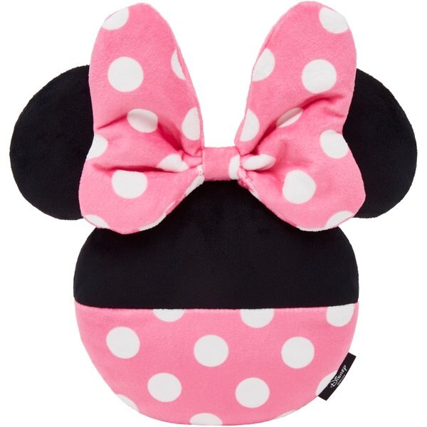 DISNEY Minnie Mouse Bow Round Plush Squeaky Dog Toy