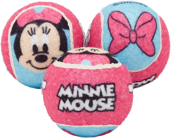 Disney Minnie Mouse Fetch Squeaky Tennis Ball Dog Toy, 3 count slide 1 of 4