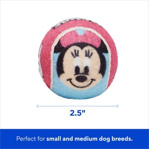 Disney Minnie Mouse Fetch Squeaky Tennis Ball Dog Toy, 3 count