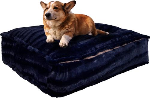 Show full view: Bessie + Barnie Sicilian Rectangle Pillow Dog Bed with Removable Cover, Midnight Blue, X-Large slide 4 of 11