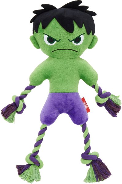 Marvel 's The Hulk Plush with Rope Squeaky Dog Toy slide 1 of 4