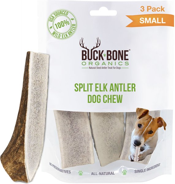 Buck Bone Organics Small Split Elk Antler Dog Treats, 3 count bag slide 1 of 6