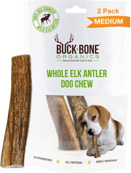 Buck Bone Organics Whole Elk Antler Dog Treats, 2 count, Medium slide 1 of 5