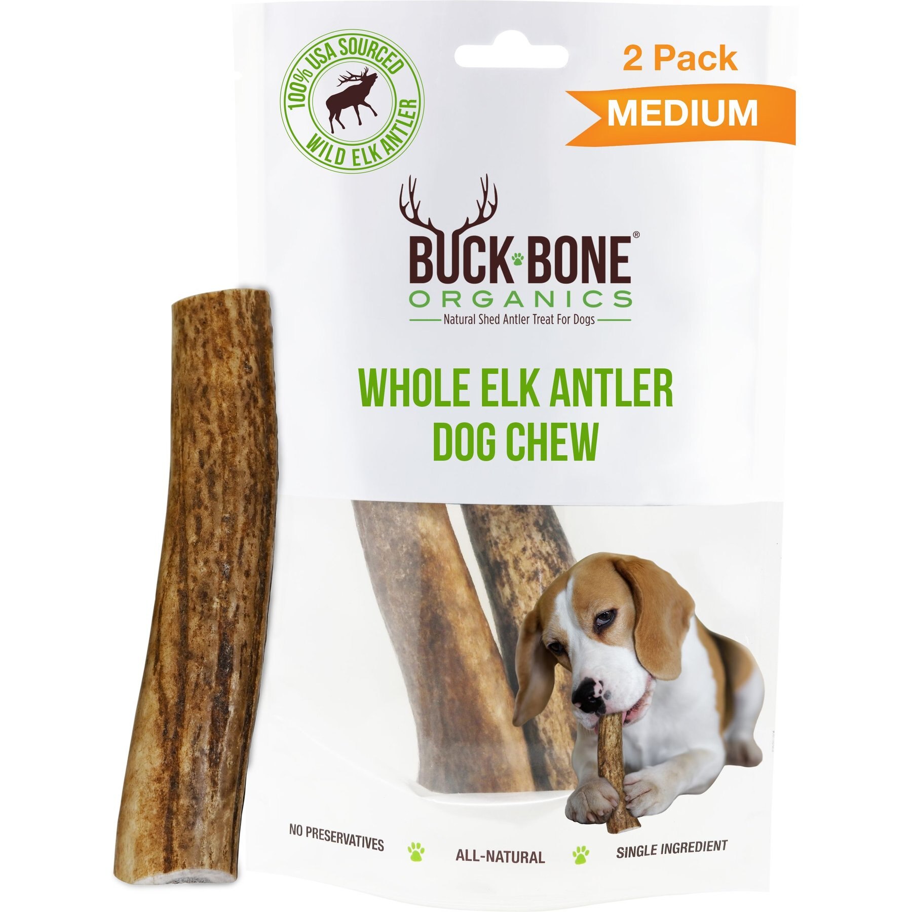 Buck Bone Organics Moose Antler Dog Treats, Medium