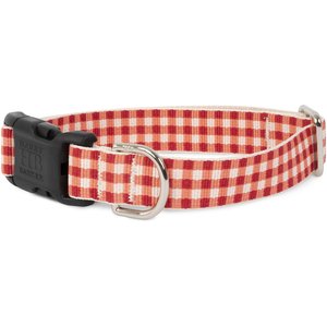 Harry Barker Gingham Polyester Dog Collar, Red, Small: 10 to 13-in neck, 3/4-in wide