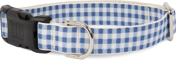 Harry Barker Gingham Polyester Dog Collar, Blue, Small: 10 to 13-in neck, 3/4-in wide slide 1 of 1