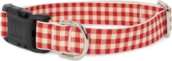 Harry Barker Gingham Polyester Dog Collar, Red, Large: 17 to 23-in neck, 1-in wide slide 1 of 1