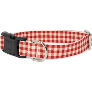 Harry Barker Gingham Polyester Dog Collar, Red, Large: 17 to 23-in neck, 1-in wide
