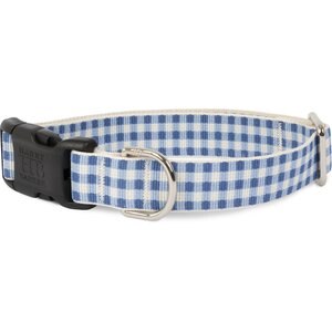 Harry Barker Gingham Polyester Dog Collar, Blue, Large: 17 to 23-in neck, 1-in wide