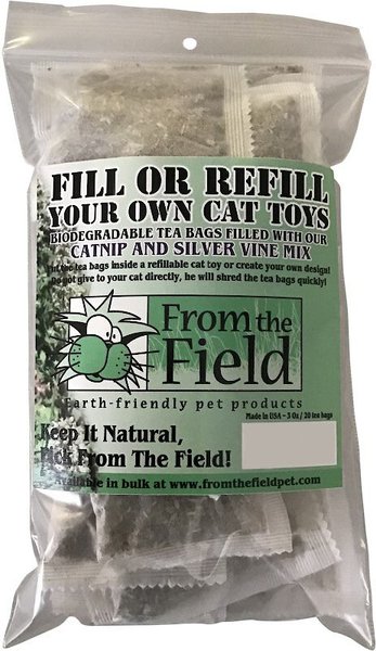 From The Field Catnip & Silver Vine Mix Tea Bags Cat Treats, 20 count slide 1 of 2