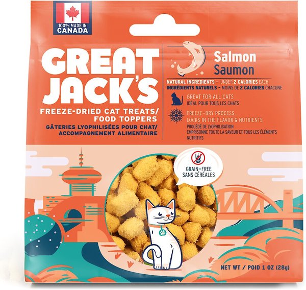 Great Jack's Salmon Freeze-Dried Grain-Free Cat Treats, 1-oz bag slide 1 of 7