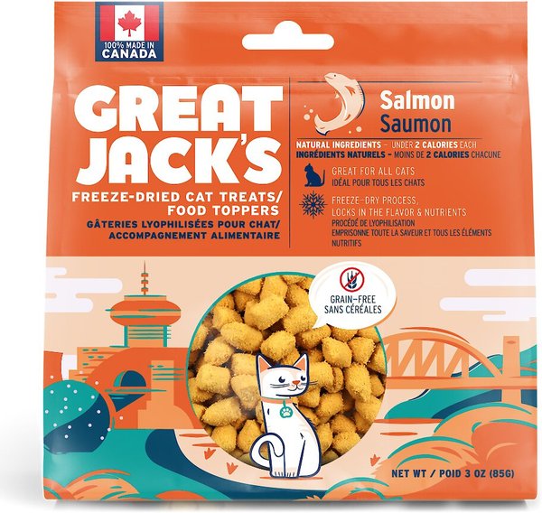 Great Jack's Salmon Freeze-Dried Grain-Free Cat Treats, 3-oz bag slide 1 of 7