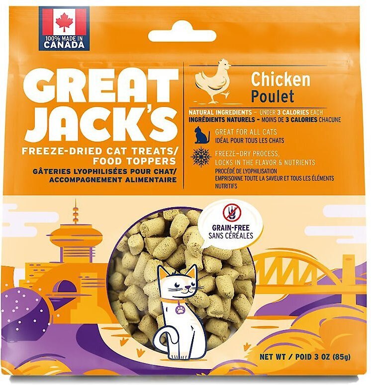 GREAT JACK'S Chicken FreezeDried GrainFree Cat Treats, 3oz bag