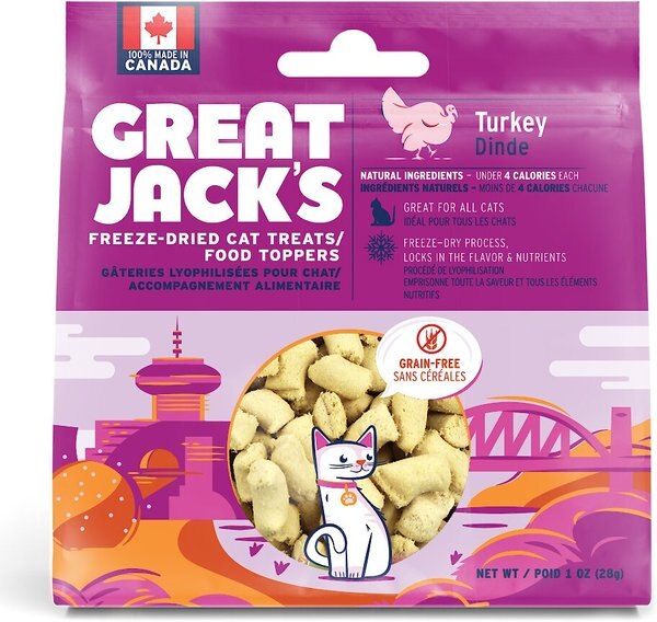 Great Jack's Turkey Freeze-Dried Grain-Free Cat Treats, 1-oz bag slide 1 of 7
