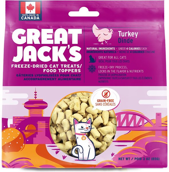 GREAT JACK'S Turkey FreezeDried GrainFree Cat Treats, 3oz bag