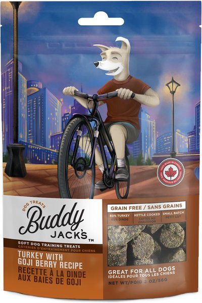 Buddy Jack's Turkey with Goji Berry Recipe Grain-Free Dog Treats, 2-oz bag slide 1 of 5