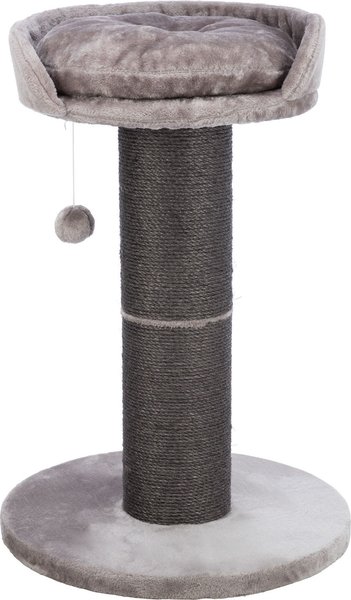 Cat Craft 2 Tier Plush Pedestal Cat Scratching Post & Platform Lounge with Hanging Cat Toy, Grey