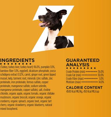 Show full view: Zeal Canada Gently Turkey Recipe Grain-Free Air-Dried Dog Food, 1-lb bag slide 7 of 10