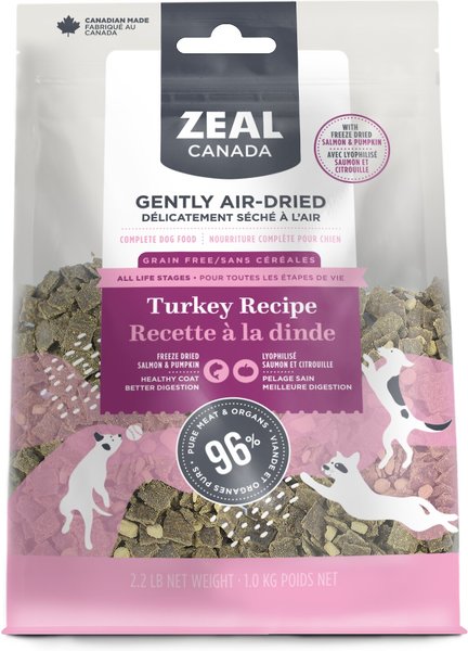 Zeal Canada Gently Turkey Recipe & Freeze-Dried Salmon & Pumpkin Grain-Free Air-Dried Dog Food, 2.2-lb bag slide 1 of 6