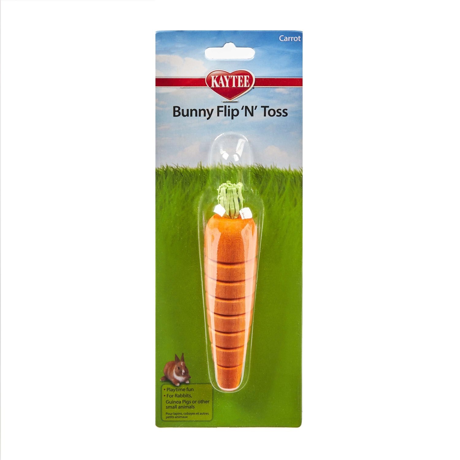 KAYTEE Bunny Flip 'N' Toss Carrot Small Pet Toy, 6in