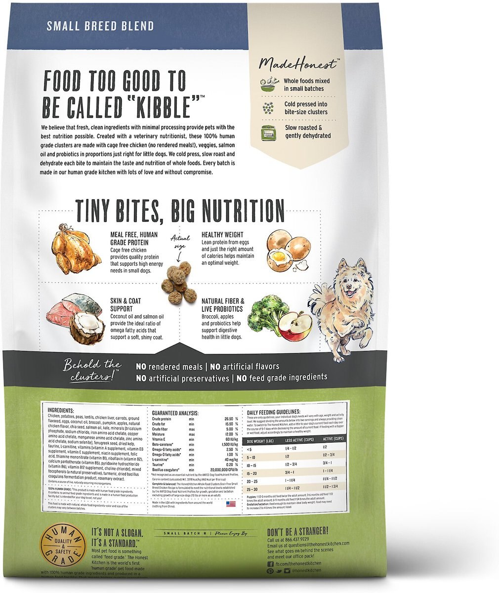 THE HONEST KITCHEN Whole Food Clusters Chicken Recipe Small Breed GrainFree Dog Food, 10lb bag