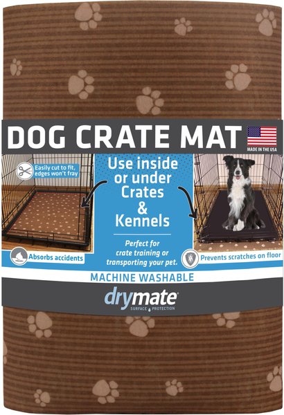 Drymate Dog Crate Mat, Brown Stripe Tan Paw, X-Large slide 1 of 8