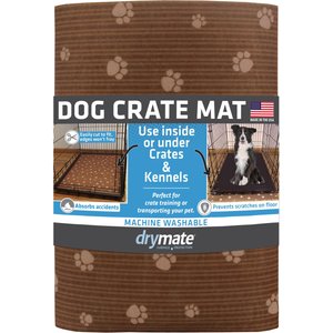 Drymate Dog Crate Mat, Brown Stripe Tan Paw, X-Large