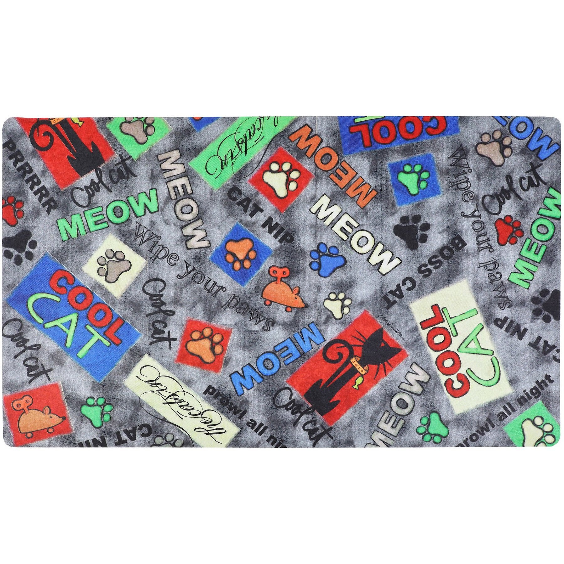 Drymate Drymate Absorbent Cat Bowl Food Mat, Cool Cat Grey