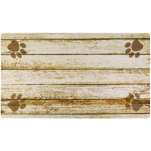 Drymate Distressed Wood Dog Placemat, Large, Tan