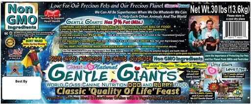 Gentle Giants Natural Non-GMO Dog & Puppy Chicken Dry Dog Food, 30-lb bag