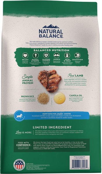 NATURAL BALANCE Limited Ingredient Lamb Brown Rice Puppy Recipe Dry Dog Food 4 lb bag Chewy