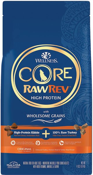 Wellness CORE RawRev Wholesome Grains Original Recipe High Protein Dry Dog Food, 4-lb bag slide 1 of 7