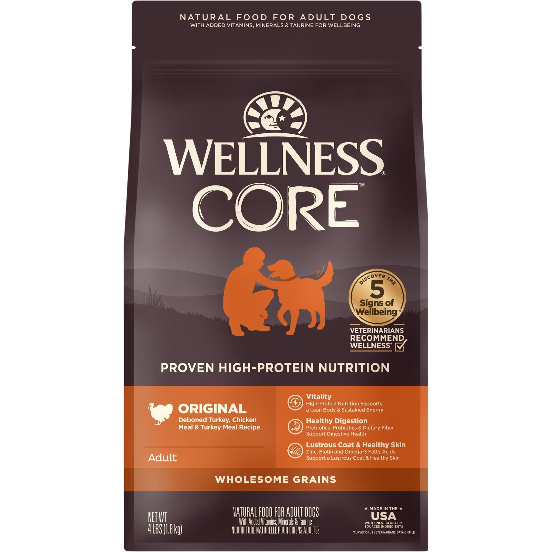 Wellness CORE Wholesome Grains Original Recipe High Protein Dry Dog Food 10.9 kg bag